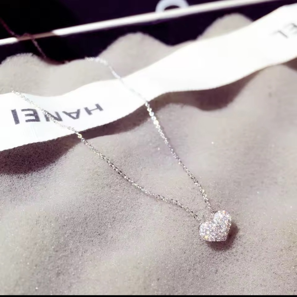 Icy Heart Silver Plated CZ Diamond Pave Pendant Necklace - Picture 2 of 3